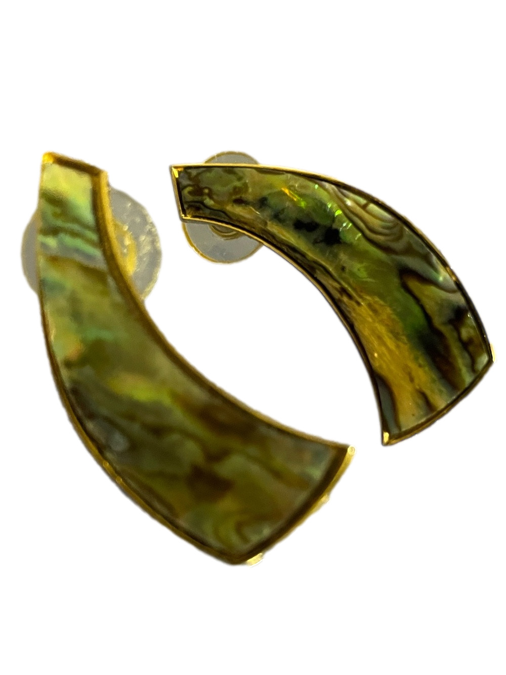 Nuri Abalone Gold Tone Pierce Earrings